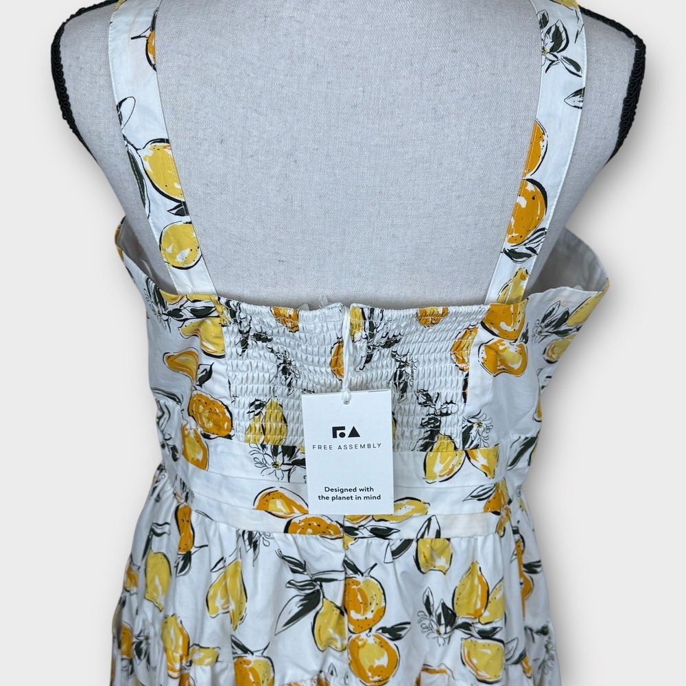 Free Assembly Lemon Print Midi Dress M Sleeveless Peek a Boo Front Smocked Back - Picture 11 of 11
